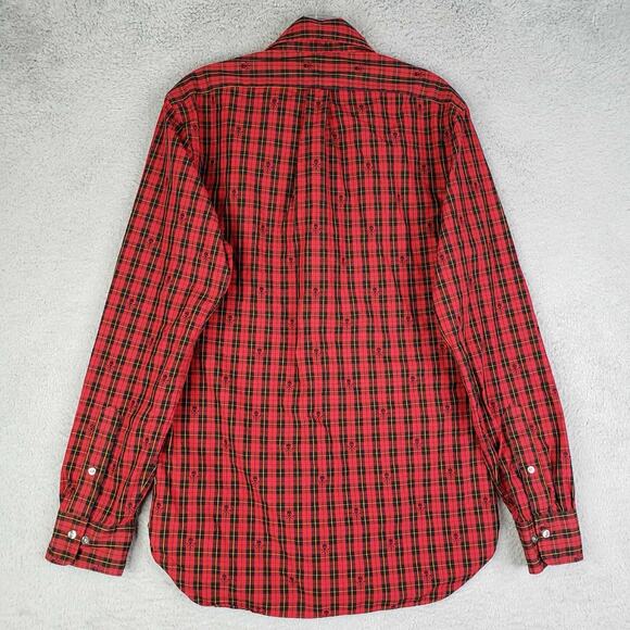 Polo Ralph Lauren Shirt Red Skull Crossbones AOP Button Down LS Slim Fit Punk - Picture 5 of 14